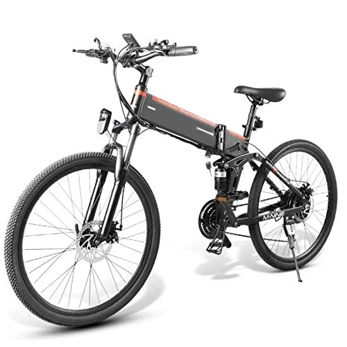 Bicicleta de montaña eléctrica plegables : Lanceasy Bicicleta eléctrica plegable LO26, 10 Ah, 48 V, 500 W, 26 pulgadas, 25 km / h, velocidad máxima de 80 km