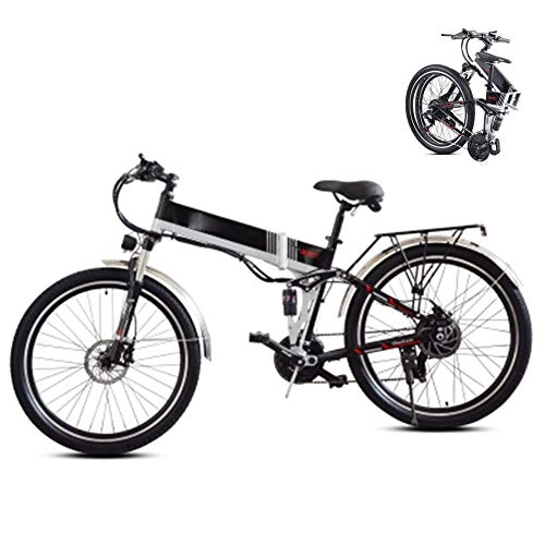 Bicicleta de montaña eléctrica plegables : LJYY Bicicleta Plegable para senderos de montaña, Bicicleta de montaña eléctrica Plegable, Bicicleta eléctrica de 26 Pulgadas para Adultos, Bicicleta eléctrica con neumáticos Gruesos, 48 ​​V, 350