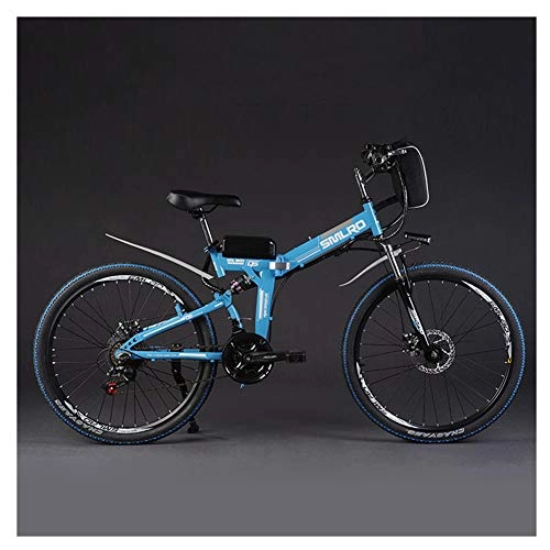 Bicicleta de montaña eléctrica plegables : LOVE-HOME Bicicleta Plegable Elctrica De La Montaa, 26 Pulgadas Extrables De Gran Capacidad De La Batera Litio Bicicletas Carretera Cuelgue La Bolsa, Bicicleta Elctrica 21 De Velocidad, Azul