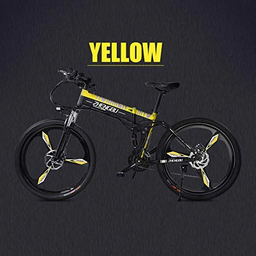Bicicleta de montaña eléctrica plegables : MDDCER Suspensión Medidor Nueva Eléctrica Plegable Bycicles- 48V 10Ah 400W LED Inteligente MTB Dirtbike Vespa Completa Mountainbike Ebikes Wiht Aleación Magnesio Ruedas (27 Velocidad) Yellow