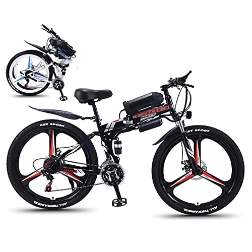 Bicicleta de montaña eléctrica plegables : MEETGG Bicicleta eléctrica plegable de 26 '' bicicleta de montaña para adultos 36 V 350 W 13 AH extraíble batería de iones de litio E-Bike Fat Tire frenos de disco doble luz LED