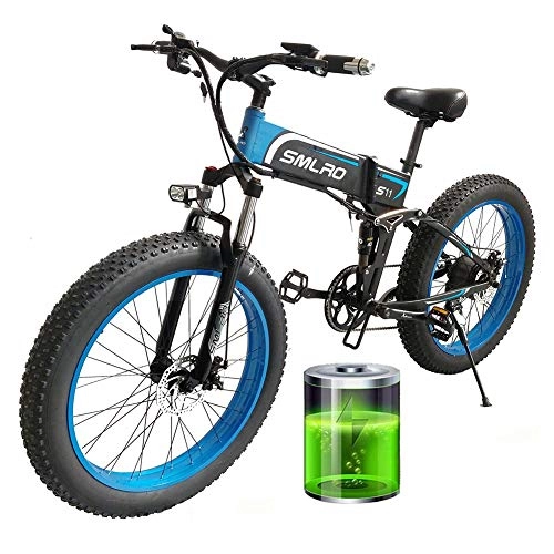 Bicicleta de montaña eléctrica plegables : Montaña de Bicicleta eléctrica de 48V 1000W Plegable de la Nieve de Bicicletas de 26 Pulgadas con Fat Tire MTB 7 Velocidad del Pedal del Freno de Disco hidráulico de Asistencia, 1000w