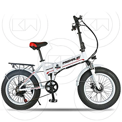 Bicicleta de montaña eléctrica plegables : Prismalia - Bicicleta eléctrica Ebike plegable Fat Bike de 20 pulgadas, motor de 250 W con acelerador