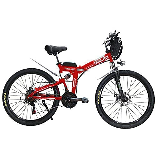 Bicicleta de montaña eléctrica plegables : QININQ Bicicleta de Montaña Eléctrica Bici Plegable Ebike con Rueda de 24 Pulgadas Batería de Litio de Gran Capacidad 48V 350W 21 Velocidades Suspensión Completa Premium y Engranaje