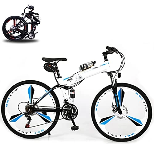 Bicicleta de montaña eléctrica plegables : QININQ Bicicleta Eléctrica Plegable, 350W Bicicleta De Montaña Eléctrica para Adultos, 26 Pulgadas E-Bike Bicicleta Electrica Montaña, 21 Velocidades Batería Extraíble de 36 V 6.8Ah