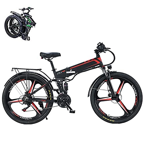 Bicicleta de montaña eléctrica plegables : QININQ Bicicleta Eléctrica Plegable, 500W Bicicleta De Montaña Eléctrica para Adultos, 26 Pulgadas E-Bike Bicicleta Electrica Montaña, 21 Velocidades Batería Extraíble de 48 V 10.7Ah