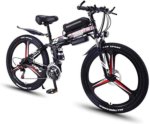 Bicicleta de montaña eléctrica plegables : RDJM Bici electrica, 26 '' de Bicicleta eléctrica Plegable Bicicletas de montaña for Adultos Frenos 36V 350W 8AH extraíble de Iones de Litio E-Bici Fat Tire Doble Disco de luz LED (Color : Black)