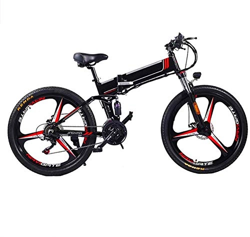 Bicicleta de montaña eléctrica plegables : RDJM Bici electrica, 26 Pulgadas de actualizar el Marco Fat Tire Bicicleta eléctrica 48V 10 / 12.8AH batería Auxiliar for Adultos Bici 350W Motor Nieve de la montaña E-Bici (Color : Black, Size : 10AH)