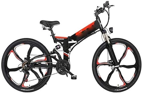 Bicicleta de montaña eléctrica plegables : RDJM Bici electrica, Bicicleta eléctrica Plegable Transporte Electric Mountain Bike Doble Freno de Disco de la absorción de Choque de cercanías de Fitness (Color : Black, Size : 12.8AH)