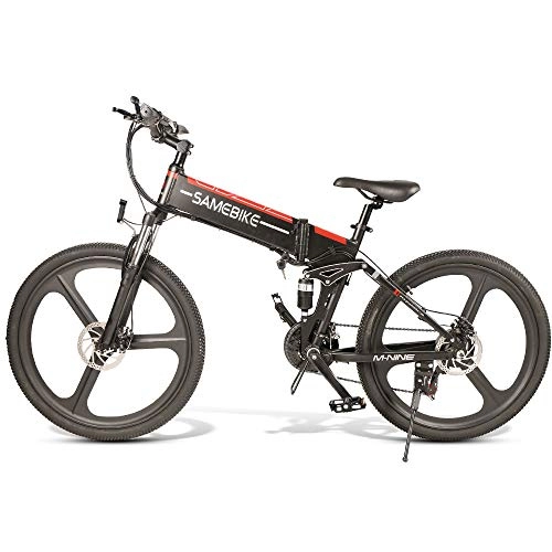 Bicicleta de montaña eléctrica plegables : Samebike MY-SM26 Bicicleta eléctrica 26"Marco de montaña con suspensión de aleación de Aluminio (Blanco)