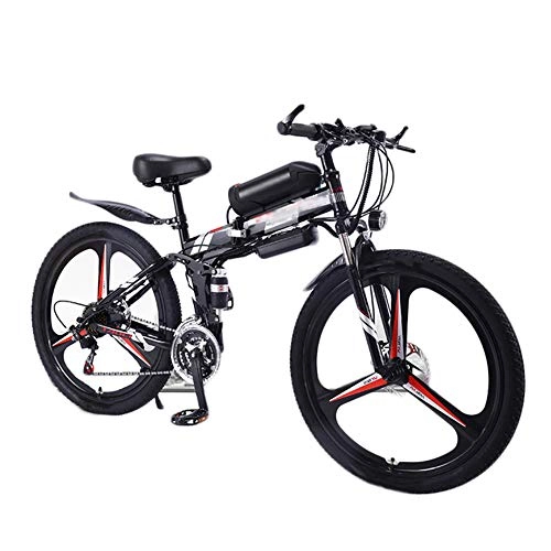 Bicicleta de montaña eléctrica plegables : She Charm 26 Pulgadas Plegable Elctrica De La Bici del Ciclomotor De La Montaa De Bicicleta Elctrica De 36V 13Ah De La Bicicleta 350W 3 Modos para Adultos, Negro