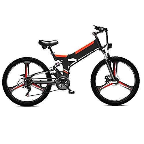 Bicicleta de montaña eléctrica plegables : SPORTS WERTY Bicicleta de montaña eléctrica para el Adulto de 26 Pulgadas Plegables Completa suspensión de Bicicleta de montaña 48V 10Ah 4800W de Iones 21 Speed ​​Gear y Modos de Trabajo de Tres