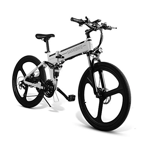 Bicicleta de montaña eléctrica plegables : SRXH MTB bicicleta de montaña bicicleta-350W motor, 26" 25km / h, Aleación de magnesio súper ligera 10.4AH 30-60km kilometraje con soporte para teléfono móvil, 3 modos de trabajo