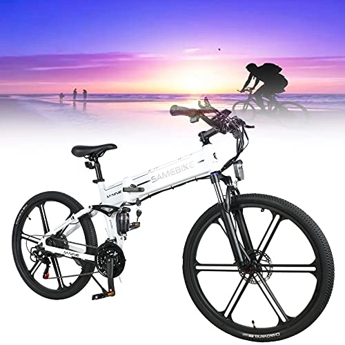 Bicicleta de montaña eléctrica plegables : SUNWEII Bicicleta eléctrica Bicicleta de ciclomotor eléctrica Inteligente Plegable portátil 500W Motor MAX 35 km / h Neumático de 26 Pulgadas, Bicicleta MTB EBike 150 kg Carga máxima, Black