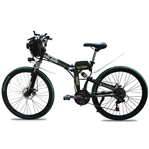 Bicicleta de montaña eléctrica plegables : sunyu Bicicleta Eléctrica Plegable, 350 W Motor para Bicicleta De Montaña Eléctrica para Adultos, 26 Pulgadas E-Bike, 36V / 10Ah Ciclomotorgreen