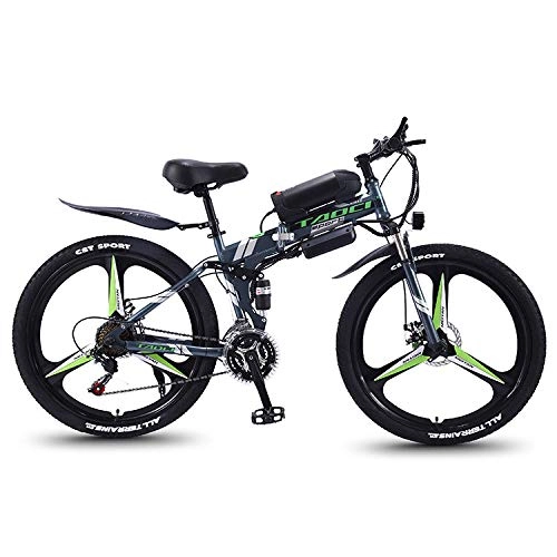 Bicicleta de montaña eléctrica plegables : SXZZ Bicicleta Eléctrica Plegable De Montaña De 26 Pulgadas, E-Bike De 27 Velocidades con Luz LED Destacada Y Frenos De Doble Disco, para Hombres Y Mujeres En Bicicleta De Viaje, Gris, B