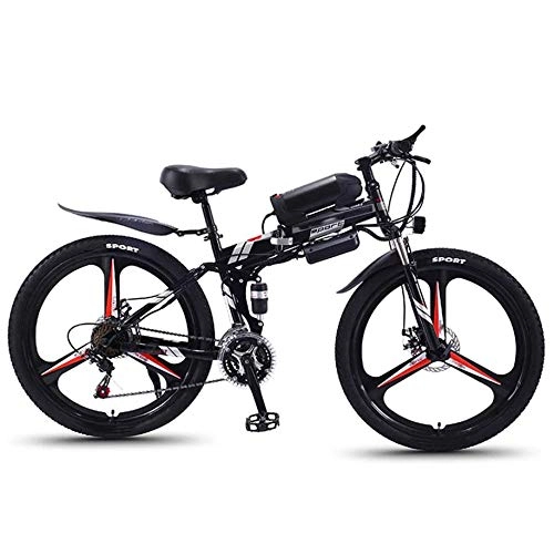 Bicicleta de montaña eléctrica plegables : SXZZ Bicicleta Eléctrica Plegable De Montaña De 26 Pulgadas, E-Bike De 27 Velocidades con Luz LED Destacada Y Frenos De Doble Disco, para Hombres Y Mujeres En Bicicleta De Viaje, Negro, B