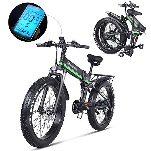 Bicicleta de montaña eléctrica plegables : SYXZ Bicicleta eléctrica de 26pulgadas, Bicicletas eléctricas con 1000W y 48V para Adultos, batería de Iones de Litio de 12.8AH para Ciclismo al Aire Libre, Viajes de Trabajo y desplazamientos, Negro