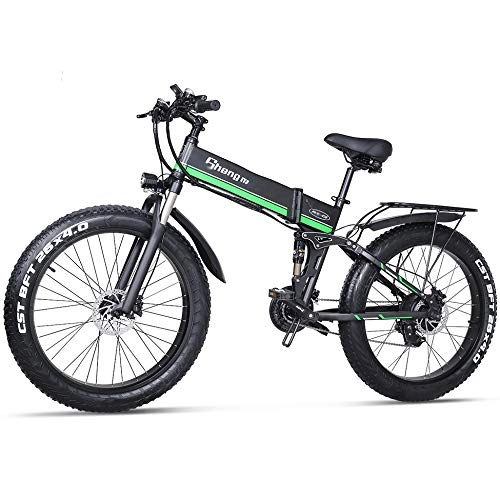 Bicicleta de montaña eléctrica plegables : SYXZ Bicicletas elctricas de 26"para Adultos, 48V 1000W 12.8Ah Batera de Iones de Litio extrable Bicicleta de montaña Plegable, Negro