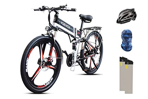Bicicleta de montaña eléctrica plegables : VOZCVOX Bicicleta eléctrica, 250W, con Batería Extraíble De 48V, para Adolescentes y Adultos