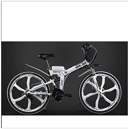 Bicicleta de montaña eléctrica plegables : Xiaotian Bicicleta eléctrica Plegable Ciudad Bicicleta de montaña Adulto Ciclomotor, Batería de Litio 48V Batería eléctrica de 26 Pulgadas, Blanco