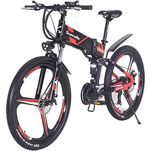 Bicicleta de montaña eléctrica plegables : XXCY 500w / 350w Bicicleta De Montaña Eléctrica 12.8ah Ebike Plegable MTB Bicicleta Shimano 21 Velocidades Dos Baterías (black01)