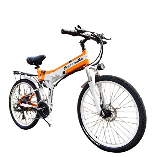 Bicicleta de montaña eléctrica plegables : XXCY 500w / 350w Bicicleta De Montaña Eléctrica 12.8ah Ebike Plegable MTB Bicicleta Shimano 21 Velocidades Dos Baterías (black02)