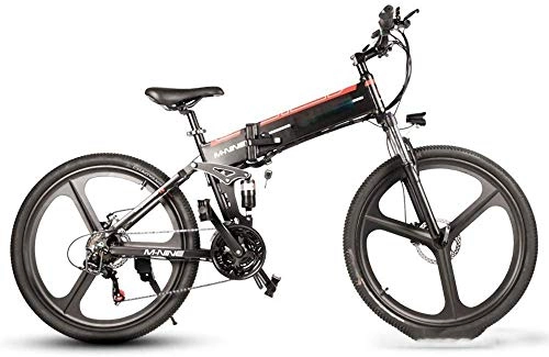 Bicicleta de montaña eléctrica plegables : YOUSR Bicicleta Elctrica Bicicleta Elctrica Multifuncin 26 Pulgadas De Litio Plegable Ciclomotor 48V Coche Elctrico Cross Country Mountain Bike