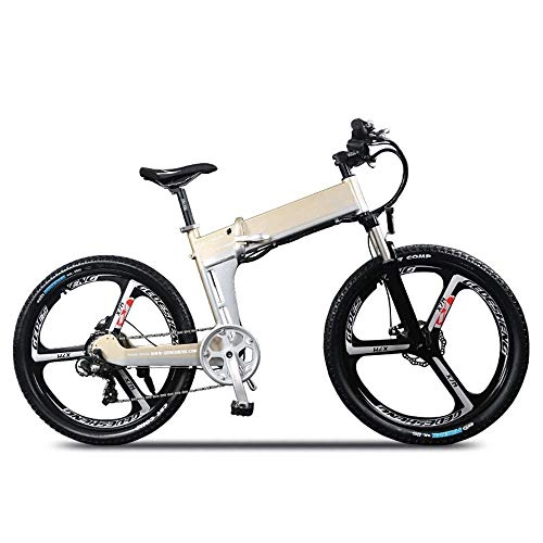 Bicicleta de montaña eléctrica plegables : YOUSR Bicicleta Eléctrica Plegable, El Coche Eléctrico De Montaña Puede Ser Batería De Litio Batería Scooter Power Bicicleta Hidráulica Horquilla Delantera 400W White