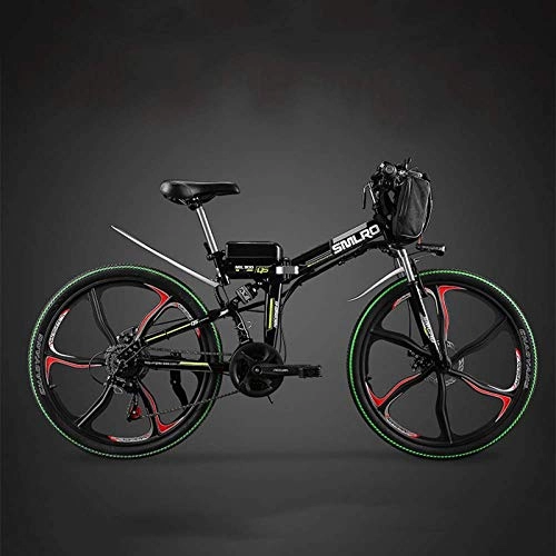 Bicicleta de montaña eléctrica plegables : YUNYIHUI E-Bike MTB Mountain Bike E Bike Vintage E-Bike Plegable de 26 Pulgadas Tres Modos de Trabajo con batería de Litio 12Ah Frenos de Disco Bicicleta de cercanías, Black-Three Knife Wheel