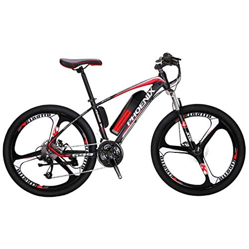 Bicicletas de montaña eléctrica : Adulto Bicicleta de montaña eléctrica, Bicicletas 250W Nieve, extraíble 36V 10AH batería de Litio de 27 de Velocidad de Bicicleta eléctrica, 26 Pulgadas de aleación de magnesio Integrado Ruedas, Rojo