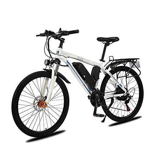 Bicicletas de montaña eléctrica : BAHAOMI Bicicleta Eléctrica 26" 21 velocidades Bicicleta de montaña eléctrica para Adultos 3 Modos de Trabajo E-Bike Batería de Litio extraíble, Blanco, 48V10AH 500W