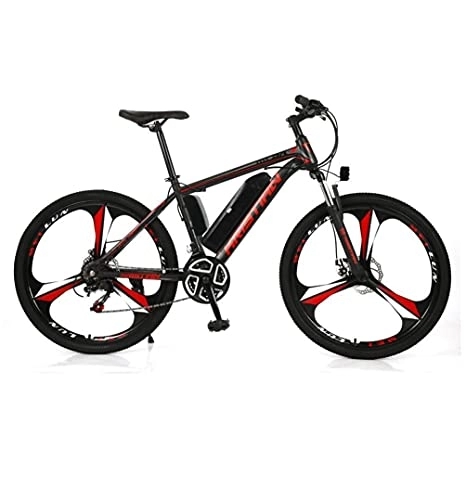 Bicicletas de montaña eléctrica : Batería de Litio eléctrica Bicicleta Bicicleta de montaña 26 '' LED Velocidad Variable para Adultos Bicicleta asistida de 21 velocidades batería 36V350W (Color:Red, Size:10AH)