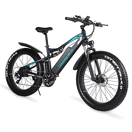 Bicicletas de montaña eléctrica : Bici eléctrica de Sheng Milo 1000W26 Pulgadas, Amortiguador Gordo del Doble del neumático de la batería extraíble 4.0 48V * 17Ah