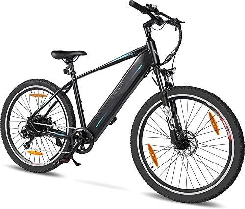 Bicicletas de montaña eléctrica : Bicicleta de montaña eléctrica de 7 velocidades para hombres y adultos, batería integrada de iones de litio de 27, 5 "y 250W, bicicleta eléctrica de montaña eléctrica de 36V y 14, 5 Ah