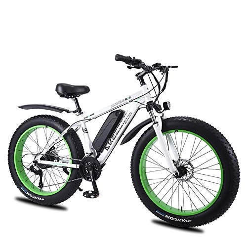 Bicicletas de montaña eléctrica : Bicicleta Electrica Fat Bike, Bici Electrica Montaa con Batera de Litio Extrable de 36V 13Ah 27 Velocidad 3 Modos de Energa con Faros LED de Noche (Color : White)