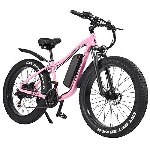 Bicicletas de montaña eléctrica : Bicicleta Electrica MTB 26 Pulgadas de citybike y Montaña E-Bike Batería de Litio Extraíble para Adulto Hombre Mujer (Rosado)