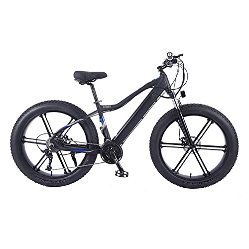 Bicicletas de montaña eléctrica : Bicicleta Eléctrica, 26" Bicicleta de montaña eléctrica para adultos de motos de nieve de neumáticos gordos, Batería de litio extraíble, E-bike de 27 velocidades, Frenos de doble disco, Negro, 48V 750W