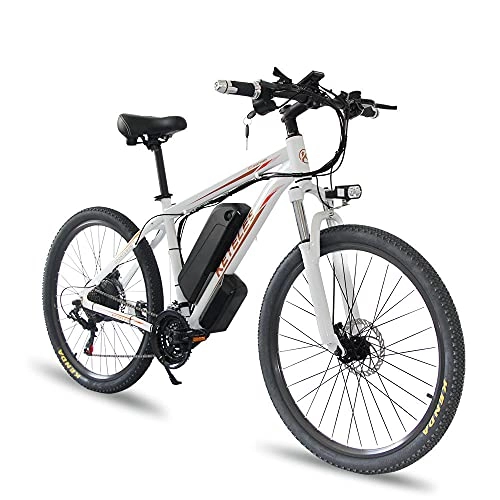 Bicicletas de montaña eléctrica : Bicicleta Eléctrica de Montaña 29'' E-Bike MTB 3-Modos, Motor 48V 1000 W, Batería Recargable de Litio 17.5Ah, Shimano 21 Velocidades, Velocidad máxima 45 km / h [EU Warehouse], White, 29 Inch