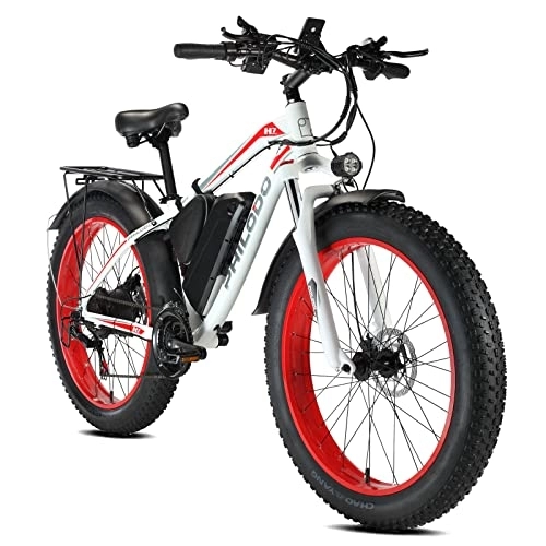 Bicicletas de montaña eléctrica : Bicicleta eléctrica de montaña de 26 pulgadas, con motor de rueda trasera 48 V | 85 Nm | 17, 5 Ah batería de litio desmontable | Shimano profesional de 21 velocidades, freno de disco hidráulico, rojo