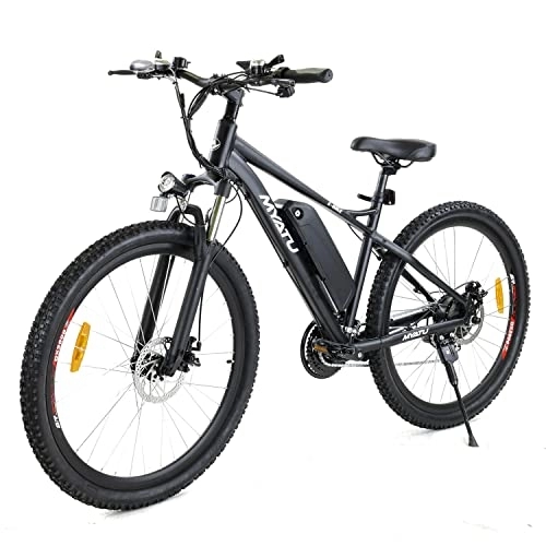 Bicicletas de montaña eléctrica : Bicicleta eléctrica de montaña de 27, 5 pulgadas, batería de 8 Ah, aluminio, 21 marchas Shimano LCD Pedelec
