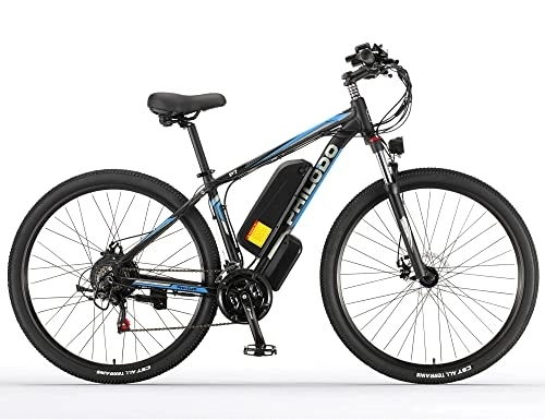 Bicicletas de montaña eléctrica : Bicicleta Eléctrica E-MTB 29'', E-Bike Frenos Hidráulicos, Batería Litio 48V / 13Ah 90KM, Poderoso Brushless Motor - 72N.m, Shimano de 21 Velocidades, E-Bike MTB Pedal Assist (Blue-29'')