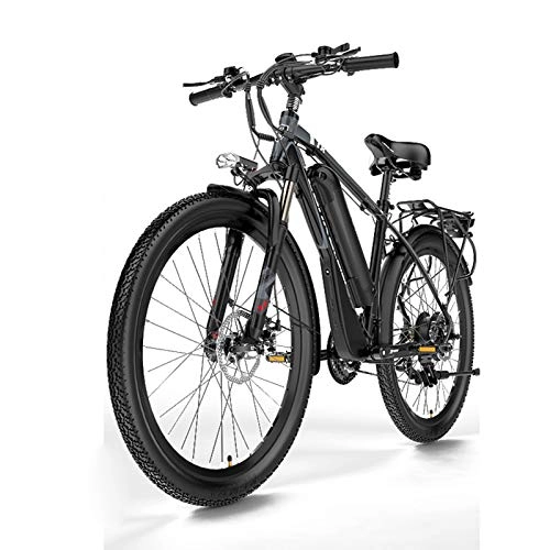 Bicicletas de montaña eléctrica : Bicicletas Bicicleta Eléctrica De Montaña E Bicicleta Para Adultos Bicicletas Híbridas De 26 Pulgadas Bicicleta Eléctrica 400W 48V 13AH Marco De Aleación De Aluminio Freno De Disco Doble, (Color:negro)
