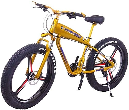 Bicicletas de montaña eléctrica : Bicicletas, Bicicleta eléctrica para adultos - 26inc Fat Tire 48V 10Ah Mountain E-Bike - Con batería de litio de gran capacidad - Freno de disco de 3 modos de conducción (Color: 15Ah, Tamaño: Gold)