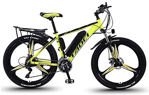 Bicicletas de montaña eléctrica : Bicicletas Bicicletas Eléctricas De 26 "para Adultos, Bicicleta De Montaña Para Hombres, 36 V, 350 W, Aleación De Magnesio, Bicicletas Eléctricas, Batería De Iones De Liti(Color:Amarillo, Size:8Ah50Km)