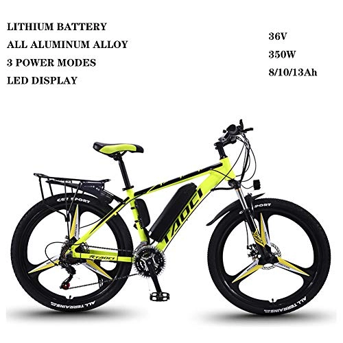 Bicicletas de montaña eléctrica : Bicicletas Elctricas Para Adultos 36V 350W Batera Extrable De Iones De Litio Mountain Ebike Bicicleta Elctrica Bicicleta Elctrica Para Adultos Bicicleta De Aleacin De Aluminio , Yellow-8AH50km