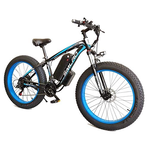 Bicicletas de montaña eléctrica : Bicicletas Eléctricas para Adultos, con Batería Extraíble de 36V / 13Ah, Neumáticos 4.0"Híbrido de 21 velocidades, para Ciclismo al Aire Libre, Viajes, ejercicioblack Blue