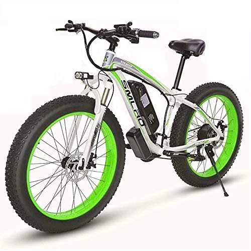 Bicicletas de montaña eléctrica : Bicicletas Eléctricas para Adultos, con Batería Extraíble de 36V / 13Ah, Neumáticos 4.0"Híbrido de 21 velocidades, para Ciclismo al Aire Libre, Viajes, ejerciciowhite Green