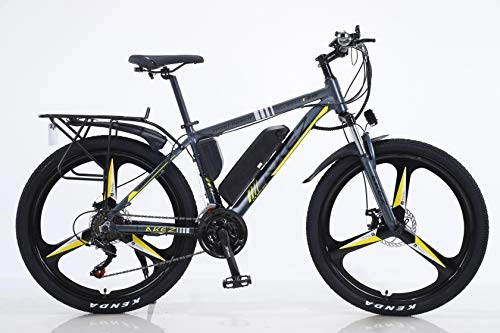 Bicicletas de montaña eléctrica : BWJL Bicicletas eléctricas para los Adultos, en Bicicletas de aleación de magnesio Ebikes de Tierra, 26"batería extraíble 350W 36V 13Ah Litio-Ion Ebike Montaña Hombres, Amarillo, 13Ah80Km