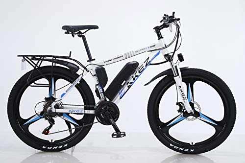 Bicicletas de montaña eléctrica : BWJL Bicicletas eléctricas para los Adultos, en Bicicletas de aleación de magnesio Ebikes de Tierra, 26"batería extraíble 350W 36V 13Ah Litio-Ion Ebike Montaña Hombres, Azul, 13Ah80Km